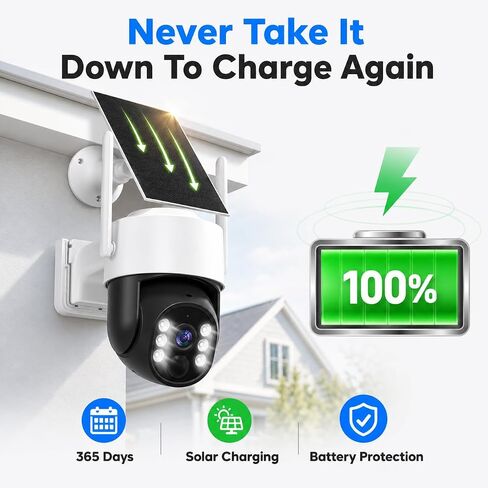WESECUU 2K/4MP Solar Security Cameras System Wireless Outdoor, Battery Powered WiFi Camera for Home Security, Panoramic PTZ, Auto Tracking, Human/Vehicle Detection, Color Night Vision (2 Pack) in Kuwait