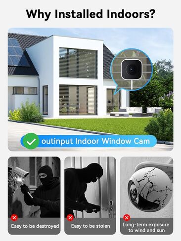 Outinput Window Camera, 2K 3MP WiFi Security Camera for Home Security, AI Color Night Vision, Motion Detection with Instant Alerts, 24/7 Recording, App Control, Works with Glass Window in Kuwait