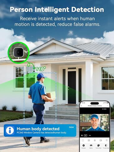 Outinput Window Camera, 2K 3MP WiFi Security Camera for Home Security, AI Color Night Vision, Motion Detection with Instant Alerts, 24/7 Recording, App Control, Works with Glass Window in Kuwait
