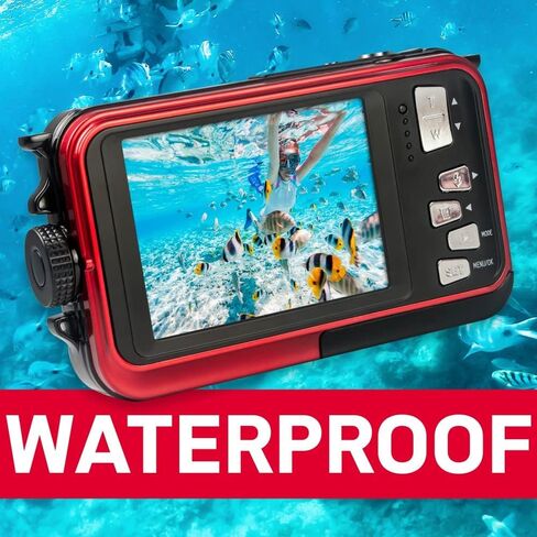 AGFA Photo Realishot WP8000 - Waterproof Digital Camera, 24 MP, Full HD Video, Dual LCD Screen, 16x Digital Zoom, Digital Stabilizer, Lithium Battery | Lithium Battery, 24 MP, 16x Zoom, Full HD Video, Dual LCD Screen in Saudi Arabia