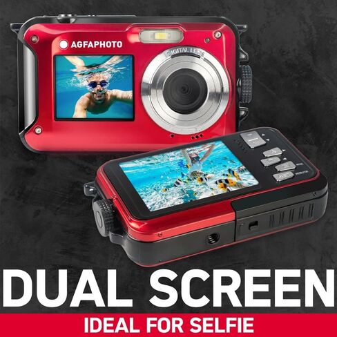 AGFA Photo Realishot WP8000 - Waterproof Digital Camera, 24 MP, Full HD Video, Dual LCD Screen, 16x Digital Zoom, Digital Stabilizer, Lithium Battery | Lithium Battery, 24 MP, 16x Zoom, Full HD Video, Dual LCD Screen in Saudi Arabia