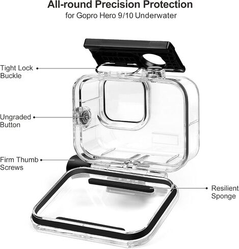 60M Waterproof Case, 196FT Underwater Protective Housing Case for Hero11 Hero10 Hero9 Black, with Quick Release Mount and Thumbscrew in Kuwait