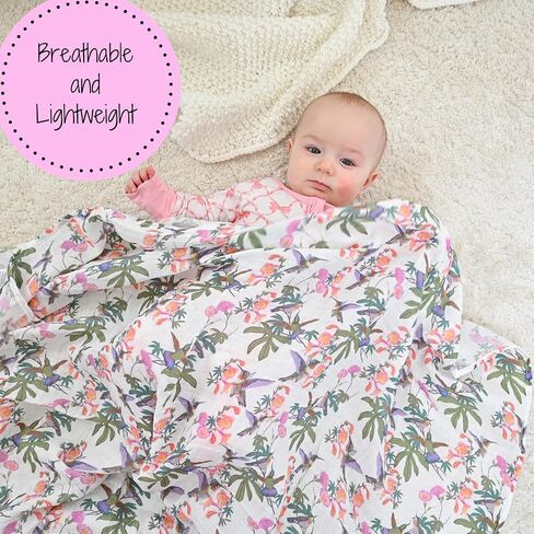 LollyBanks Baby Swaddle Blanket, 100% Organic Cotton Muslin Swaddle in Kuwait