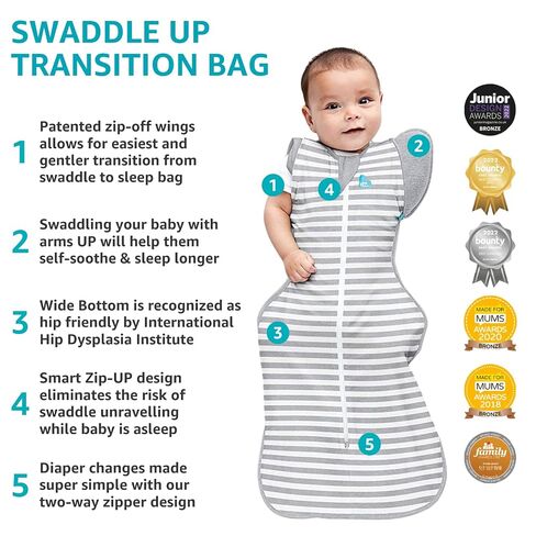 Love to Dream Swaddle UP Transition Bundle – Deep Olive Swaddle + Dreamer Bag, 1.0 TOG, Medium 13-19 lbs (2-Pack, Zip-Off-Wing Stage-2 Sleep Sacks) in Kuwait