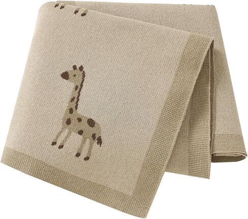 Soft Cotton Knit Baby Blanket with Cute Deer Print 40x30in Newborn Receiving Blanket Swaddle Cuddle Blanket for Crib, Stroller, or Nursery for Infants & Toddlers Camel in Kuwait