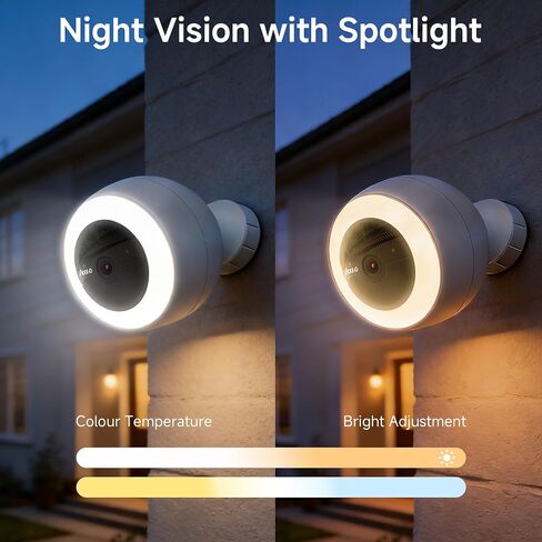 Noorio 2K Wireless Outdoor Security Camera, Battery/Solar Powered Camera | 600lm Spotlight, AI Detection, Rechargeable 12600mAh Battery, 16GB Local Storage, Color Night Vision, 2.4GHz WiFi, B310 in Kuwait