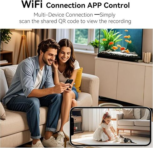 Wireless WiFi Security Camera, Nanny Cam for Home, Indoor Camera with Clock with App Control, AI Motion Detection, Loop Recording, Night Vision, Local & Cloud Storage, Easy to Use in Kuwait