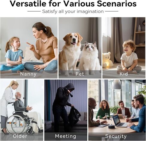 Wireless WiFi Security Camera, Nanny Cam for Home, Indoor Camera with Clock with App Control, AI Motion Detection, Loop Recording, Night Vision, Local & Cloud Storage, Easy to Use in Kuwait