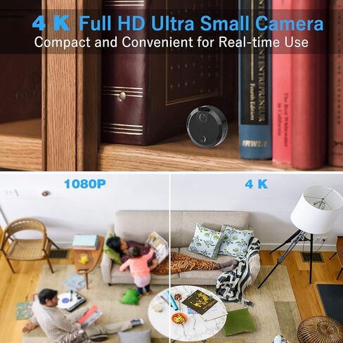 HsiaoPun HD 4K WiFi Wireless Camera, Equipped with Night Vision and Motion Detection Functions, Supports 32GB SD Card - APP Control Camera for Baby, Pets-(Video Only) in Kuwait