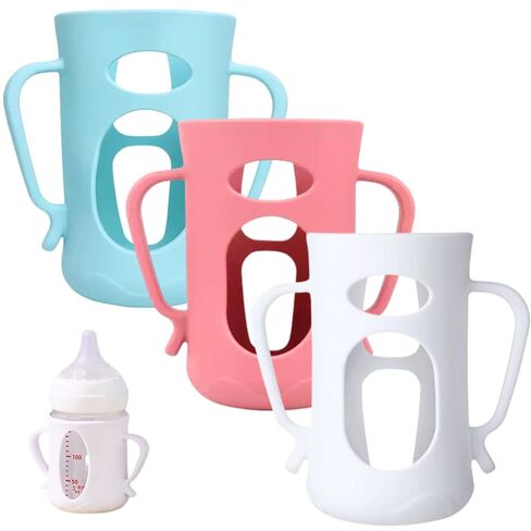 3Pack Silicone Sleeves Compatible with Pigeon Bottles for 5.4oz, Anti Breakage Glass Bottle Holder with Handles, Silicone Bottle Holder for Easy Grip, Quick Install, Easy to Clean in Kuwait
