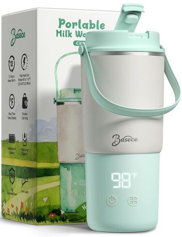 Portable Baby Bottle Warmer, Travel Milk Warmer on the Go, Gifts | 120W rapid heating & 4500*4mAh battery. Universal formula warmer, night feeding essentials, ideal baby shower gifts. in Kuwait