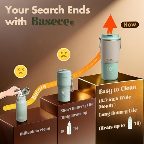 Portable Baby Bottle Warmer, Travel Milk Warmer on the Go, Gifts | 120W rapid heating & 4500*4mAh battery. Universal formula warmer, night feeding essentials, ideal baby shower gifts. in Kuwait