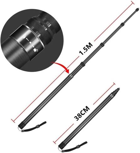 Drone Repair 1.5M Holder Carbon Fiber Selfie Stick Monopod Metal Tripod for DJI Pocket 3 for gopro Hero Action 4 2 Camera in Kuwait