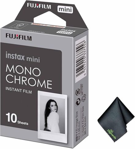 FUJIFILM INSTAX MINI Monochrome Film 50 Exposures Bundle | For Instant Photos, Scrapbooks & Sharing | Includes Cleaning Cloth in Kuwait