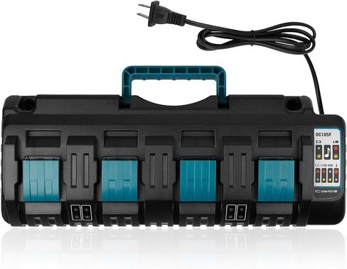 PENGJBATTER DC18SF 14.4V/18V Rapid 4-Port Charger with USB Ports for Makita 14.4V-18V Battery BL1850B BL1860B BL1430B BL1840B BL1820B & Charger DC18RC DC18RD, Fast Charging for Makita 18V Power Tools in Kuwait