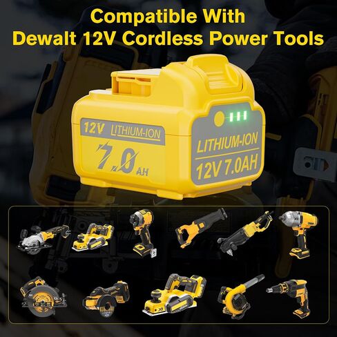Upgraded 2Pack 7.0Ah Replacement for Dewalt 12V Battery DCB120 Battery Compatible with 12 Volt Max DCB120 DCB121 DCB123 DCB127 DCB122 DCB124 Cordless Power Tools in Kuwait