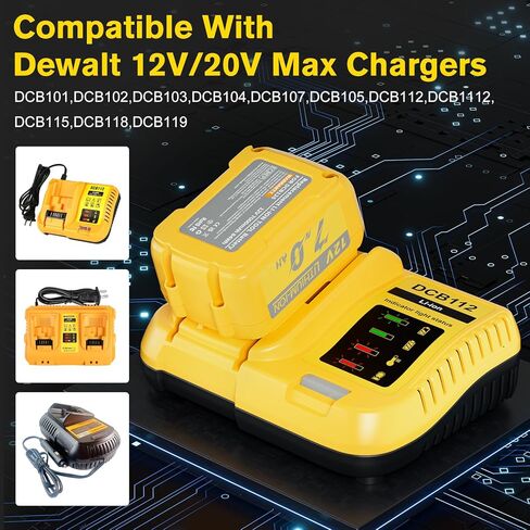 Upgraded 2Pack 7.0Ah Replacement for Dewalt 12V Battery DCB120 Battery Compatible with 12 Volt Max DCB120 DCB121 DCB123 DCB127 DCB122 DCB124 Cordless Power Tools in Kuwait