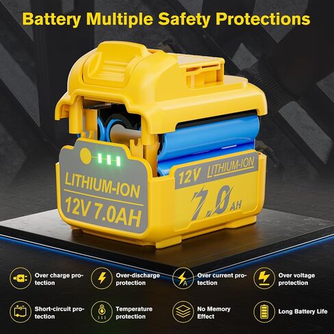 Upgraded 2Pack 7.0Ah Replacement for Dewalt 12V Battery DCB120 Battery Compatible with 12 Volt Max DCB120 DCB121 DCB123 DCB127 DCB122 DCB124 Cordless Power Tools in Kuwait