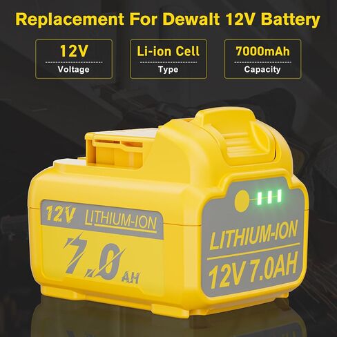 Upgraded 2Pack 7.0Ah Replacement for Dewalt 12V Battery DCB120 Battery Compatible with 12 Volt Max DCB120 DCB121 DCB123 DCB127 DCB122 DCB124 Cordless Power Tools in Kuwait
