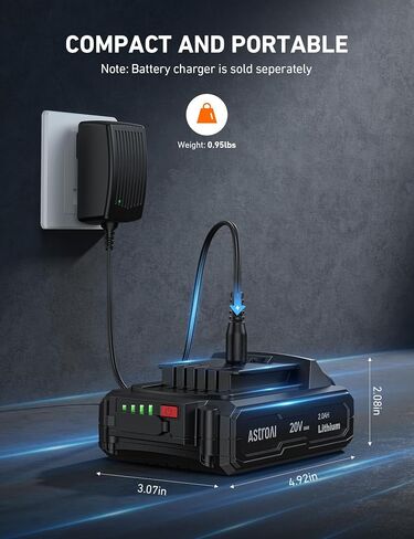 AstroAI 20V MAX Rechargeable Li-ion Battery Type-C Input/Output | with Real-time Capacity Indicator for MC3 / C2 Only Compatible Product in Saudi Arabia