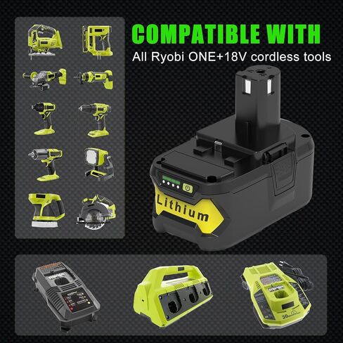 ANTRobut 2Packs 8.0Ah 18 Volt Replacement for Ryobi Battery 18V P108 P102 P103 P104 P105 P107 P109 P122 P190 in Kuwait
