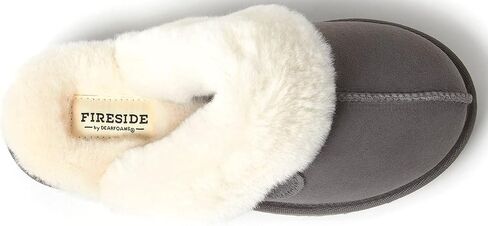 Dearfoams Women's Fireside Sydney Shearling Fur Indoor/Outdoor Scuff Slipper with Wide Widths, Grey Multi, 9 in Kuwait