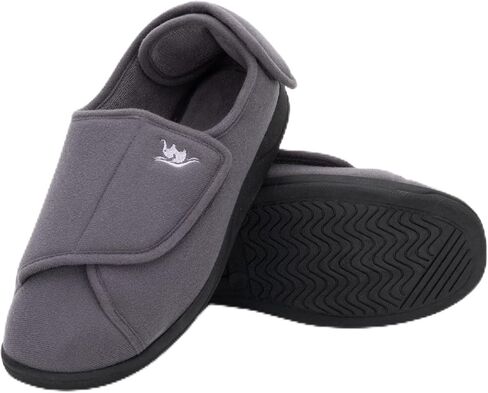 Diabetic Slippers Women, Lymphedema Shoes, Edema Shoes Swollen Feet, Indoor and Outdoor Hook and Loop, Non Slip House Shoes (Grey, 10 WIDE) in Kuwait