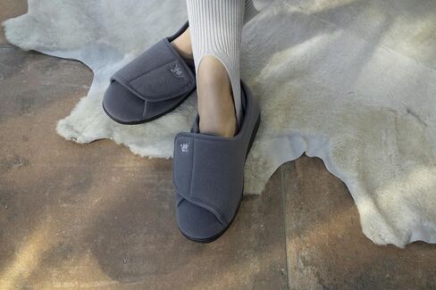 Diabetic Slippers Women, Lymphedema Shoes, Edema Shoes Swollen Feet, Indoor and Outdoor Hook and Loop, Non Slip House Shoes (Grey, 10 WIDE) in Kuwait