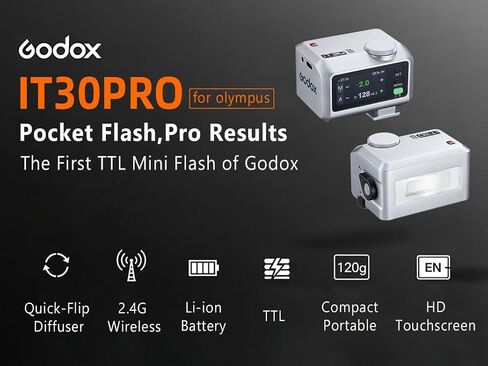 GODOX iT30pro O for Olympus - GoDOx IT30 Pro for Olympus GODox iT30 PRO GodOX TTL Flash, Wireless Master & Receiver, HSS 1/8000 Second, 2.4G Wireless, Touchscreen, GodOX Flash in Kuwait