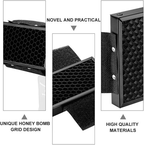 Healeved Portable Honeycomb Grid Light Reflector for Camera Flash, Metal Tone Spot Filter with Hook and Loop Fastening, Adjustable Light Control for Photography Lighting Softbox in Kuwait