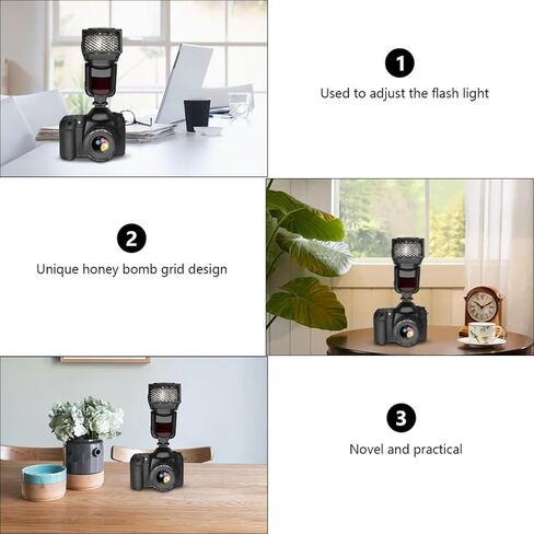 Healeved Portable Honeycomb Grid Light Reflector for Camera Flash, Metal Tone Spot Filter with Hook and Loop Fastening, Adjustable Light Control for Photography Lighting Softbox in Kuwait