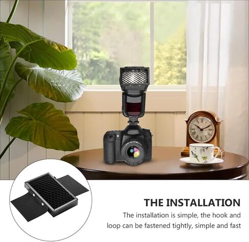 Healeved Portable Honeycomb Grid Light Reflector for Camera Flash, Metal Tone Spot Filter with Hook and Loop Fastening, Adjustable Light Control for Photography Lighting Softbox in Kuwait