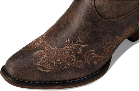 ROPER Womens Riley Scroll Embroidered Snip Toe Casual Boots Mid Calf Low Heel 1-2" - Brown - Size 10.5 M in Kuwait