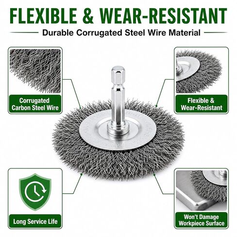 12 Pcs Wire Brush for Drill Set Abrasive Wire Wheel for 1/4" Hex Shank Wire Cup Brush for Drill for Removing Paint and Rust, Metal Carbon Steel in Kuwait