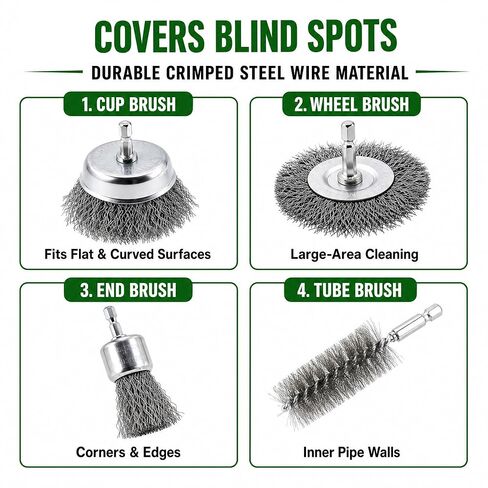 12 Pcs Wire Brush for Drill Set Abrasive Wire Wheel for 1/4" Hex Shank Wire Cup Brush for Drill for Removing Paint and Rust, Metal Carbon Steel in Kuwait