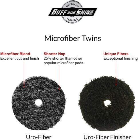 Buff and Shine URO-Fiber Microfiber Polishing Pad, 3 Inch, Dual Fiber Buffing Pad for Cutting, Polishing, Finishing, Scratch and Swirl Removal, Black and White in Kuwait