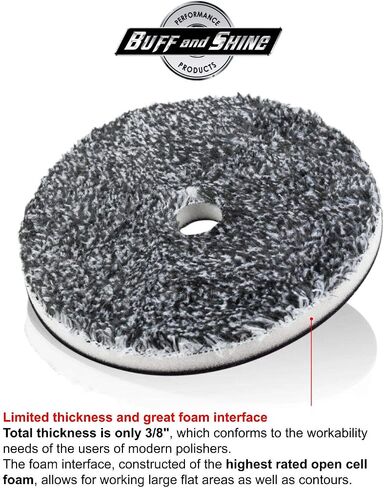 Buff and Shine URO-Fiber Microfiber Polishing Pad, 3 Inch, Dual Fiber Buffing Pad for Cutting, Polishing, Finishing, Scratch and Swirl Removal, Black and White in Kuwait