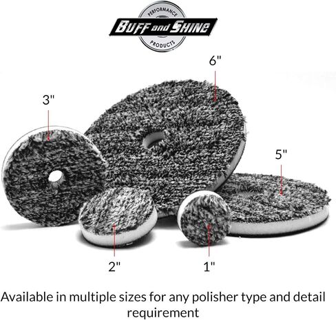 Buff and Shine URO-Fiber Microfiber Polishing Pad, 3 Inch, Dual Fiber Buffing Pad for Cutting, Polishing, Finishing, Scratch and Swirl Removal, Black and White in Kuwait