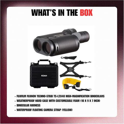 Fujifilm Techno-STABI TS-L2040 Stabilized Binoculars Bundle | Hard Case, harness, camera Strap, (4 items) in Kuwait