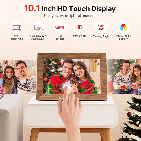 Uhale 2 Pack Digital Photo Frame 16GB Storage 10.1 Inch WiFi Electronic Picture Frame Desktop IPS Touch Screen HD Display SD Card Slot Auto-Rotate Slideshow Share Videos Photos Send Wishes Remotely in Kuwait