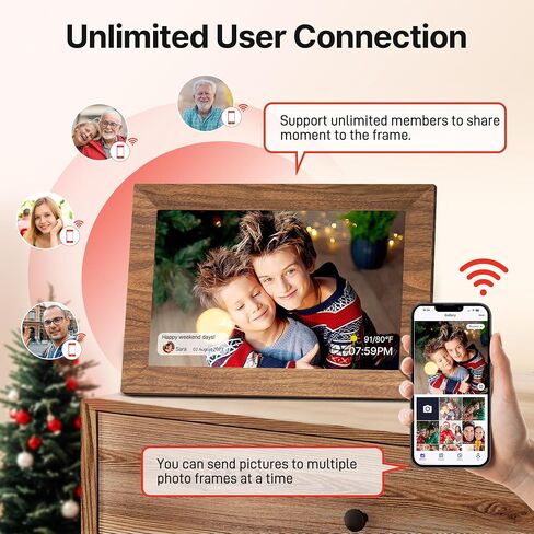 Uhale 2 Pack Digital Photo Frame 16GB Storage 10.1 Inch WiFi Electronic Picture Frame Desktop IPS Touch Screen HD Display SD Card Slot Auto-Rotate Slideshow Share Videos Photos Send Wishes Remotely in Kuwait