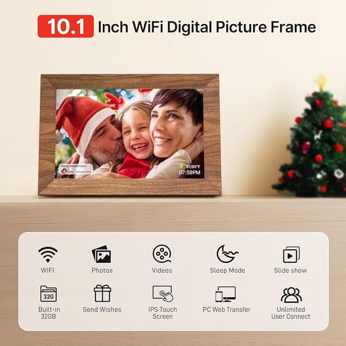Uhale 2 Pack Digital Photo Frame 16GB Storage 10.1 Inch WiFi Electronic Picture Frame Desktop IPS Touch Screen HD Display SD Card Slot Auto-Rotate Slideshow Share Videos Photos Send Wishes Remotely in Kuwait