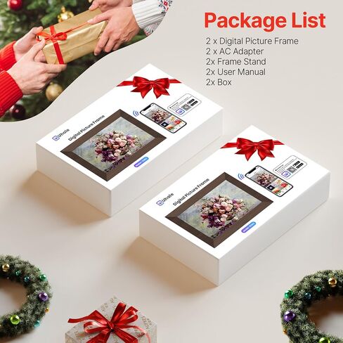 Uhale 2 Pack Digital Photo Frame 16GB Storage 10.1 Inch WiFi Electronic Picture Frame Desktop IPS Touch Screen HD Display SD Card Slot Auto-Rotate Slideshow Share Videos Photos Send Wishes Remotely in Kuwait