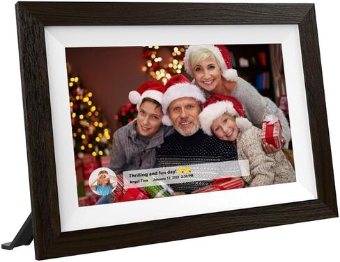 Smart WiFi Digital Photo Frame 10.1 inch HD 1080P Touch Screen 32GB | FRAMEO App Enabled, Remote Photo Sharing, IPS Display, Landscape Orientation, Wood-Finish Frame in Kuwait