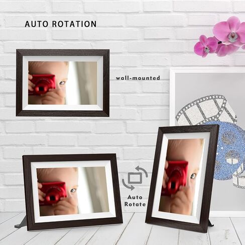 Smart WiFi Digital Photo Frame 10.1 inch HD 1080P Touch Screen 32GB | FRAMEO App Enabled, Remote Photo Sharing, IPS Display, Landscape Orientation, Wood-Finish Frame in Kuwait
