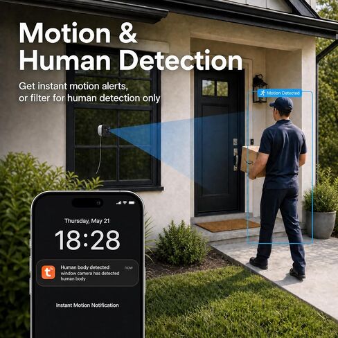 4MP 2K Window Camera, Anti-Glare Color Night Vision, No Monthly Fee | 2.4 & 5G WiFi, AI Motion Detection, Device Sharing, Easy&Quick Install, 24/7 Recording, Renter Friendly, Home Security in Kuwait