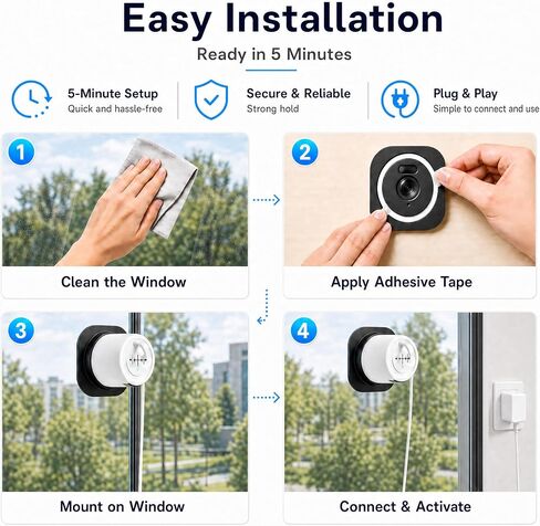 4MP 2K Window Camera, Anti-Glare Color Night Vision, No Monthly Fee | 2.4 & 5G WiFi, AI Motion Detection, Device Sharing, Easy&Quick Install, 24/7 Recording, Renter Friendly, Home Security in Kuwait