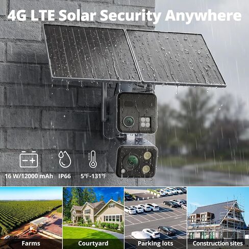 Dragon Touch 4G LTE Cellular Security Camera - 4K Wireless Solar Security AOV Camera Outdoor Dual Lens Bullet-PTZ Cam, 4G and WiFi, 20X Zoom, 360° View, AI Tracking, with SIM Card and 64GB SD Card N1 in Kuwait
