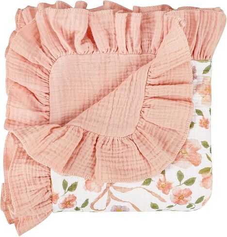 TANOFAR Ruffle Muslin Baby Blanket Girl Boy 36 X 40 Inches Floral | Soft & Breathable Reversible Cotton Crib Swaddle Blanket Muti-use Newborn Blanket in Kuwait