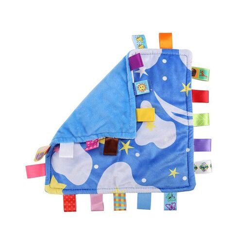 Blue Baby Tag,Baby Taggy Blanket - Blue with Cloud Tag, Taggy Blanket Best Gift for Newborn Boy and Girls in Kuwait